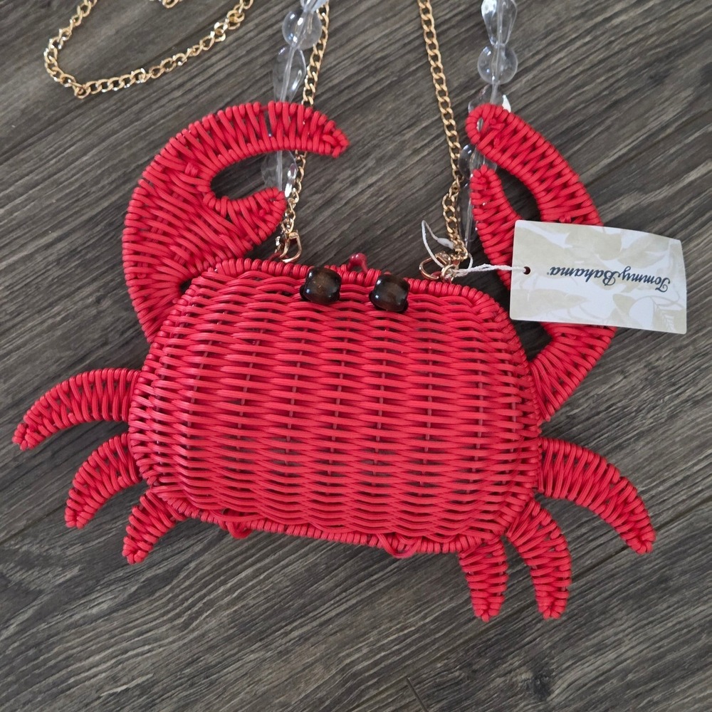 Tommy Bahama Crab Wicker Crossbody Bag Red Nautical Novelty Vacation NEW - Picture 3 of 9